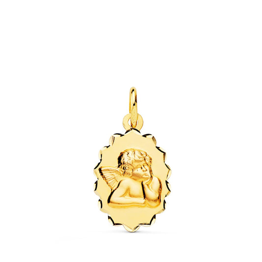 Medalla Angelito Burlon Oval Arcos Tallados. 16 x 12 mm de oro amarillo 18K