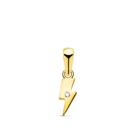 Colgante Rayo Mini con Circonita 8,5 x 4 mm de oro amarillo 18K