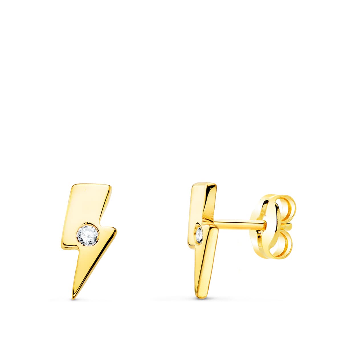 Pendientes Rayo Mini con Circonita 6 x 3 mm de oro amarillo 18K