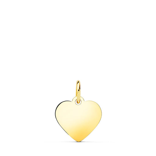 18K PLACA CHAPA CORAZON ORO AMARILLO LISO EN BRILLO 12X12 MM