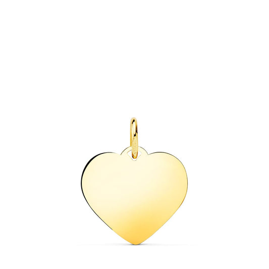 18K PLACA CHAPA ORO AMARILLO CORAZON LISO EN BRILLO 16X16 MM