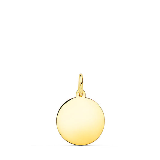 18K PLACA CHAPA DISCO ORO AMARILLO LISO EN BRILLO 12 MM