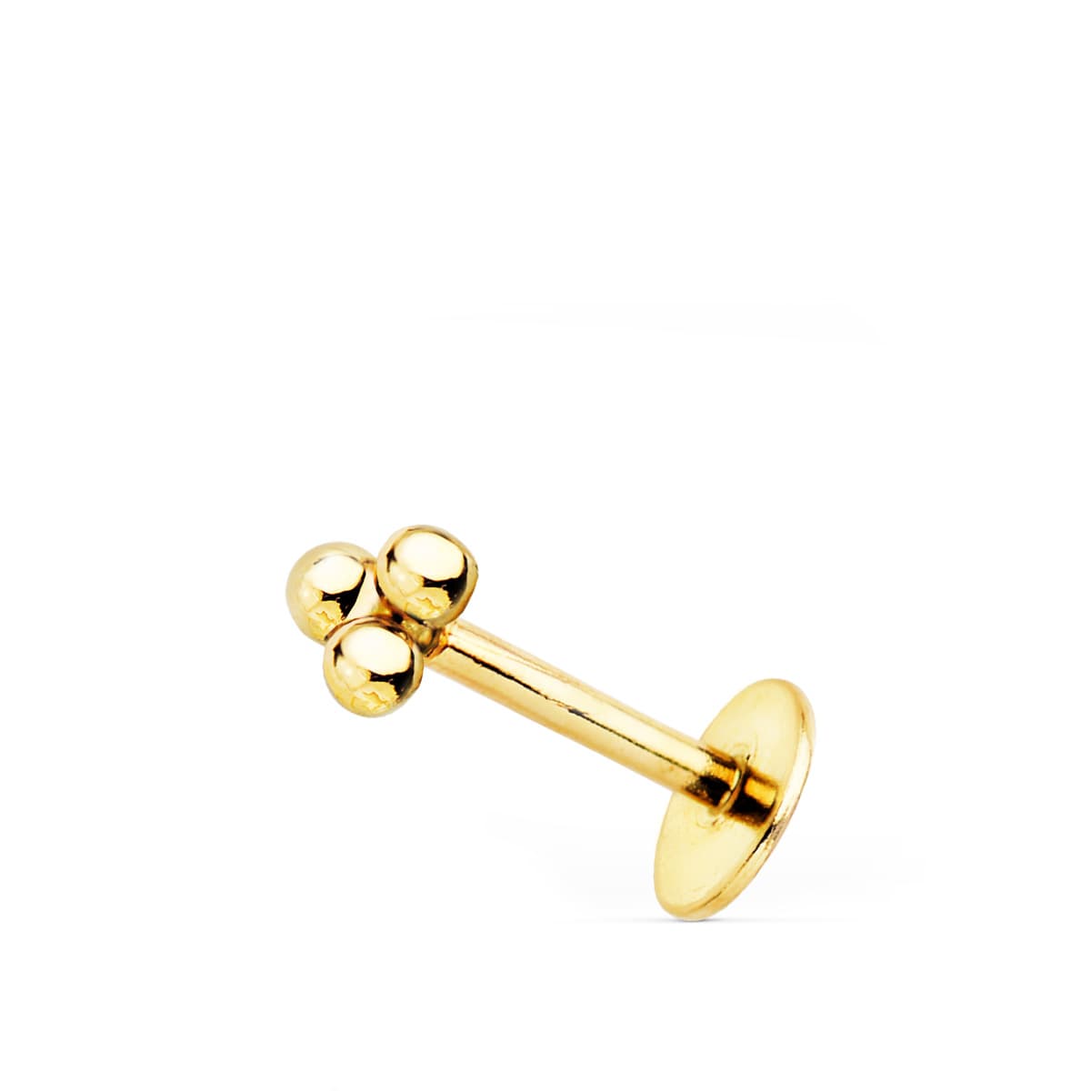 Piercing Oreja Piramide Tres Bolitas 4 x 3,5 mm ( Unidad ) de oro amarillo 18K