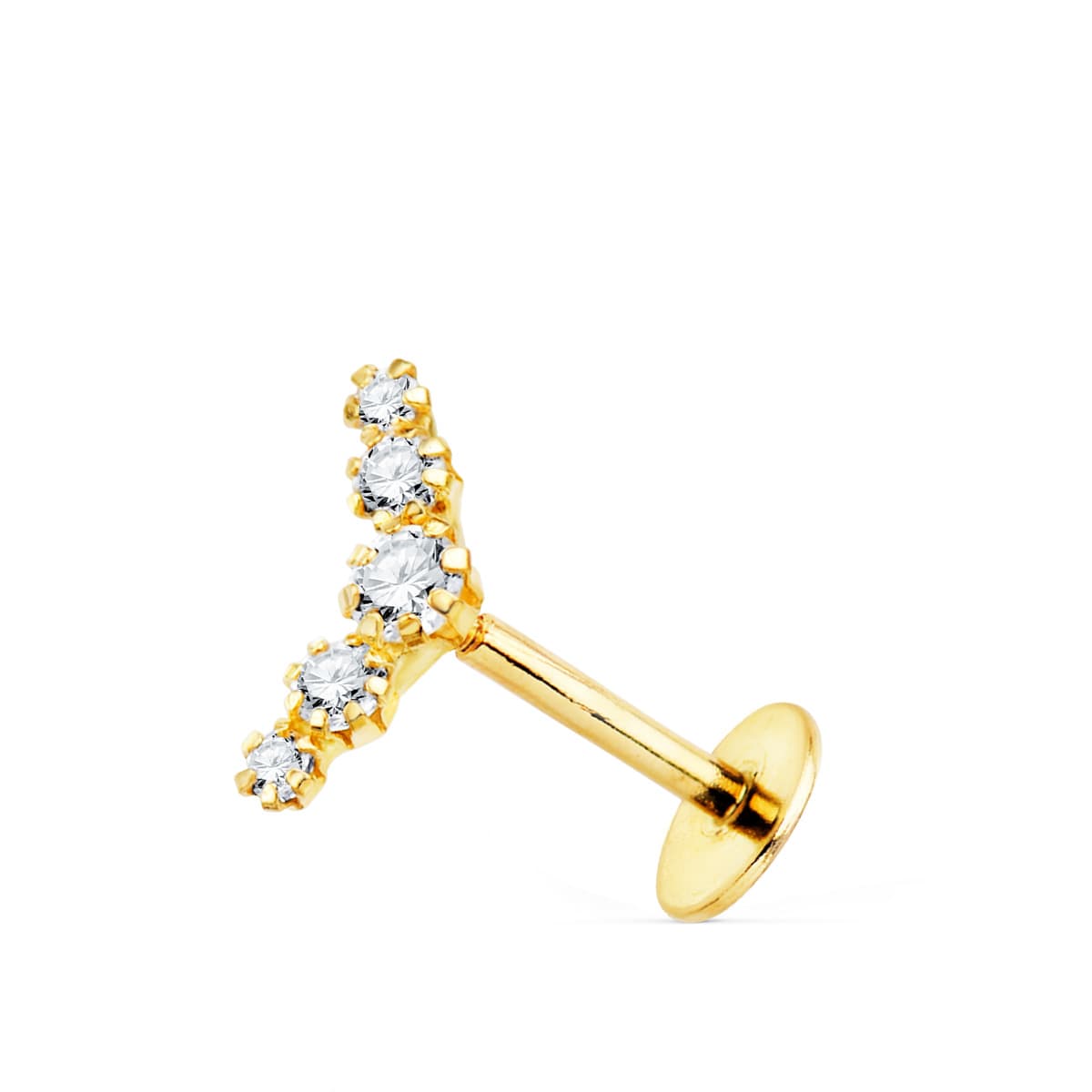 Piercing Oreja 5 Circonita en Garras 10 x 3 mm ( Unidad ) de oro amarillo 18K