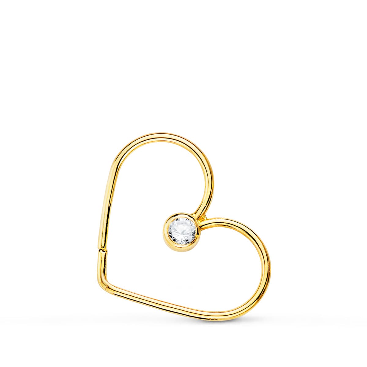 Piercing Oreja Corazon con Circonita 16 x 15 mm C. Amor de oro amarillo 18K