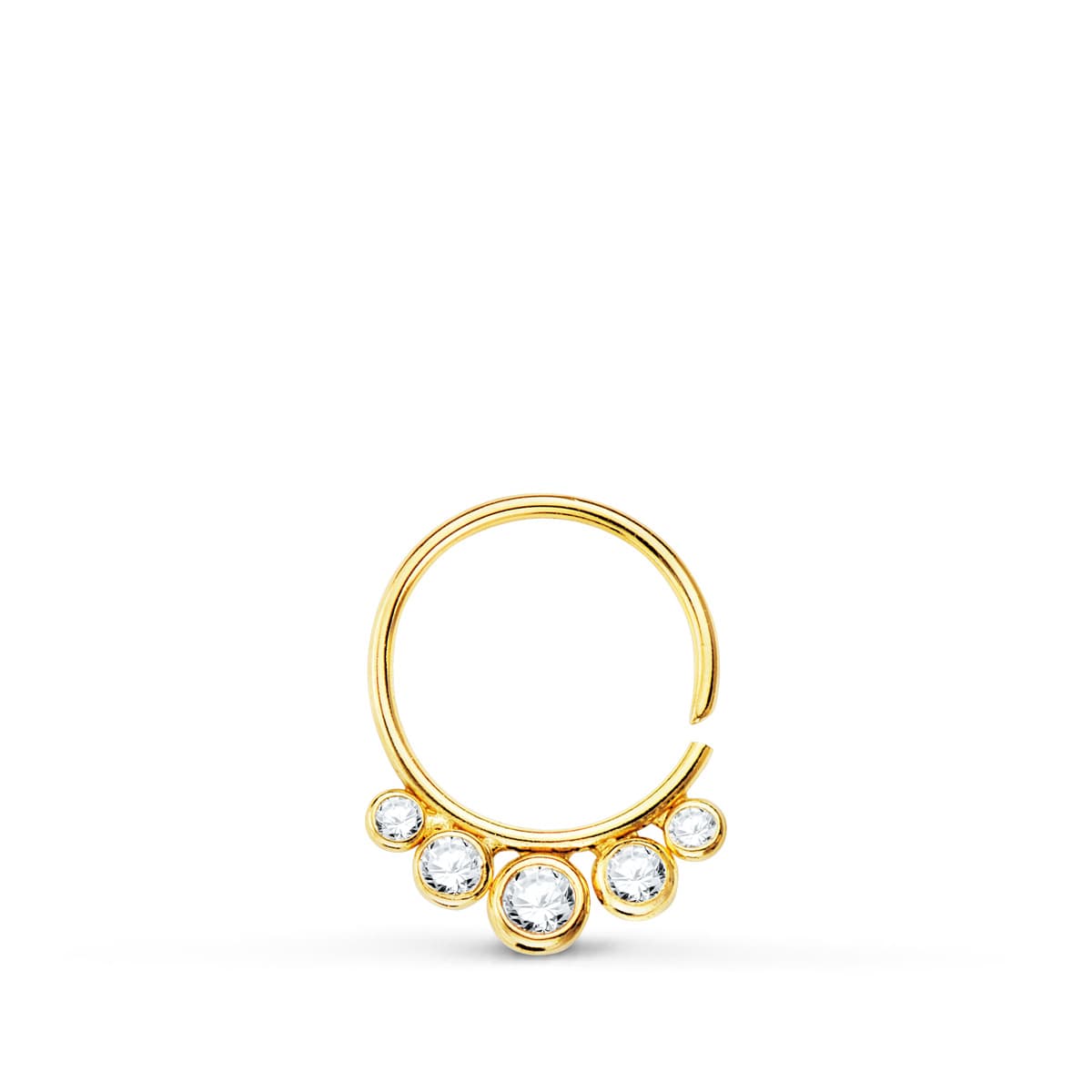 Piercing Oreja Redondo con Circonita 13 x 10 mm de oro amarillo 18K
