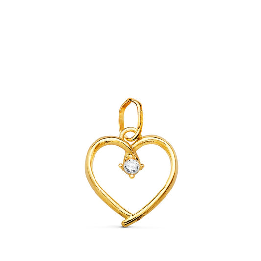 18K COLGANTE ORO AMARILLO CORAZON CON CIRCONITA DE 2 MM 13X12 MM C.AMOR