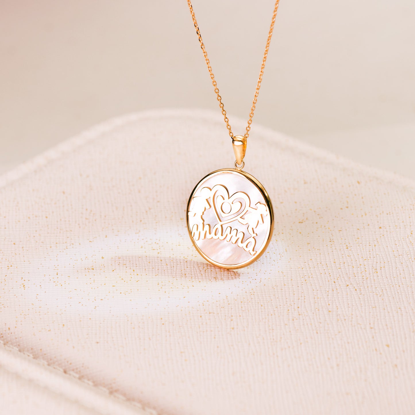 18K COLGANTE ORO AMARILLO MAMA NACAR NIÑO-NIÑA 20 MM