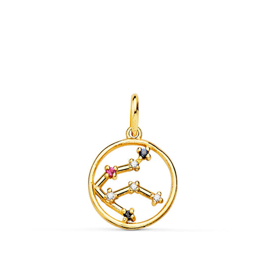 Horoscopo Acuario Constelaciones Circonita 12 mm de oro amarillo 18K
