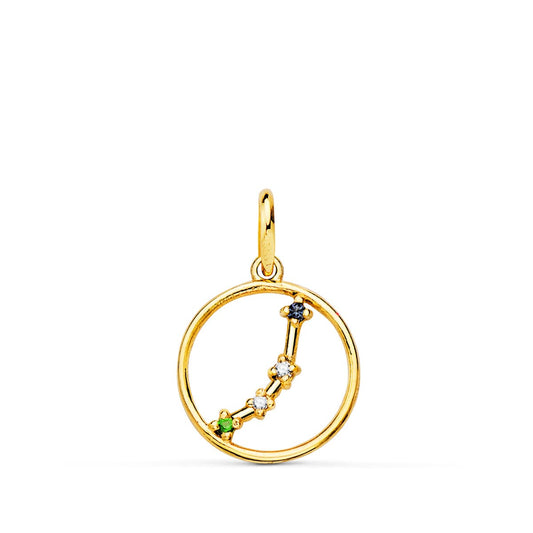 Horoscopo Aries Constelaciones Circonita 12 mm de oro amarillo 18K