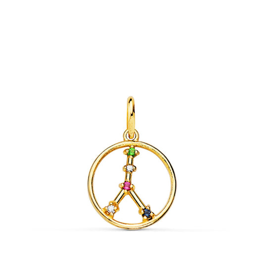 Horoscopo Cancer Constelaciones Circonita 12 mm de oro amarillo 18K