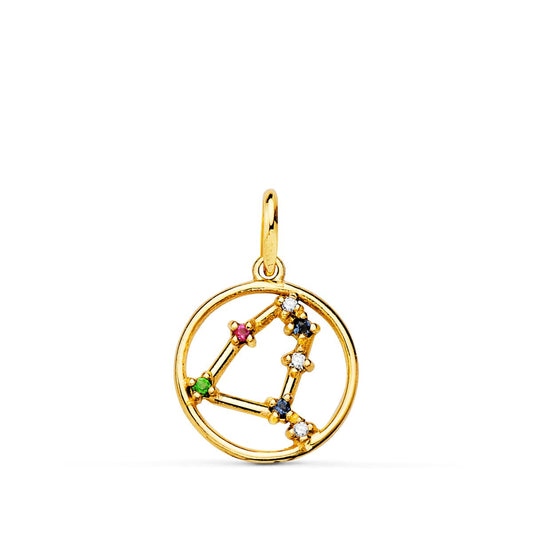 Horoscopo Capricornio Constelaciones Circonita 12 mm de oro amarillo 18K