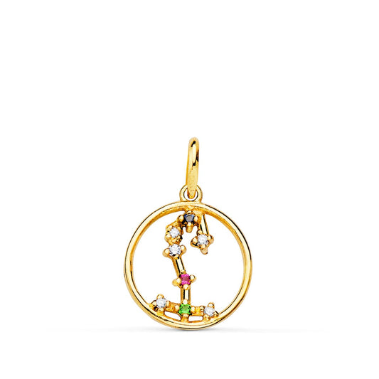 Horoscopo Escorpio Constelaciones Circonita 12 mm de oro amarillo 18K