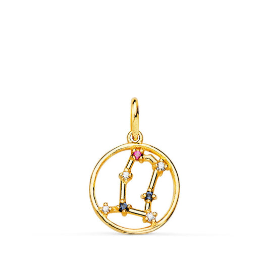 Horoscopo Geminis Constelaciones Circonita 12 mm de oro amarillo 18K