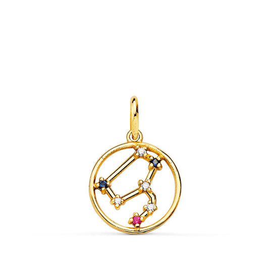 Horoscopo Leo Constelaciones Circonita Color 12 mm de oro amarillo 18K