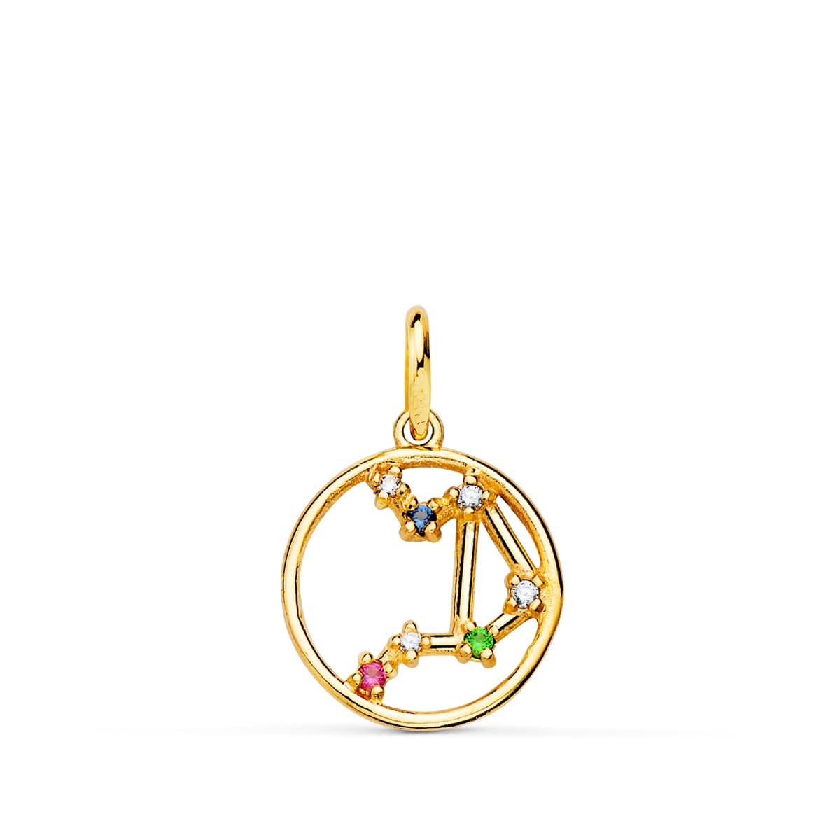 Horoscopo Libra Constelaciones Circonita Color 12 mm de oro amarillo 18K