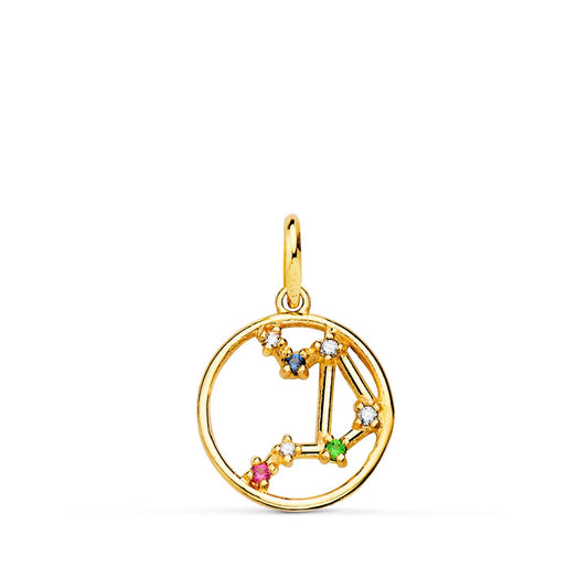Horoscopo Libra Constelaciones Circonita Color 12 mm de oro amarillo 18K