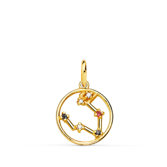 Horoscopo Piscis Constelaciones Circonita 12 mm de oro amarillo 18K