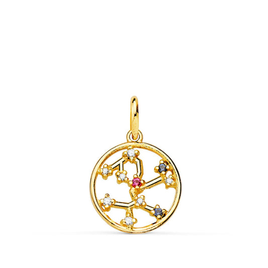 Horoscopo Sagitario Constelaciones Circonita 12 mm de oro amarillo 18K