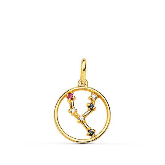 Horoscopo Tauro Constelaciones Circonita Color 12 mm de oro amarillo 18K