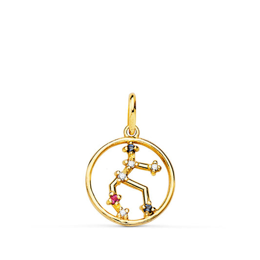 Horoscopo Virgo Constelaciones Circonita Color 12 mm de oro amarillo 18K