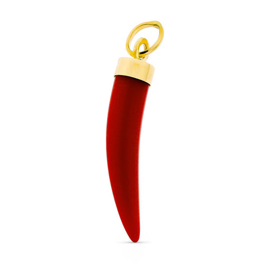 Colgante Amuleto Colmillos 20 x 4 mm de oro amarillo 18K