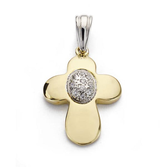 18K CRUZ BICOLOR CIRCONITA 23X17 MM