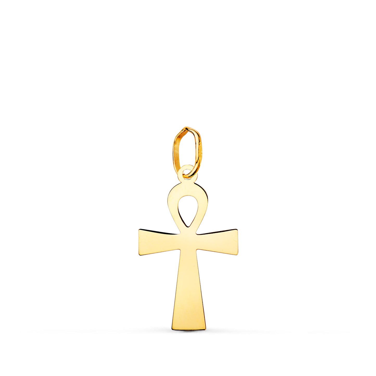 18K COLGANTE ORO AMARILLO BRILLO CRUZ DE LA VIDA EGIPCIA 18 X 10 MM AMULETO EGIPCIO ANKH