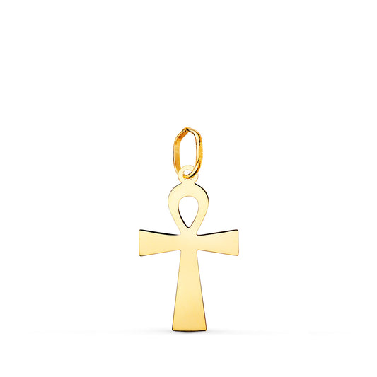 18K COLGANTE ORO AMARILLO BRILLO CRUZ DE LA VIDA EGIPCIA 18 X 10 MM AMULETO EGIPCIO ANKH