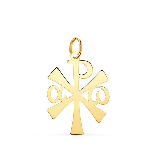 Colgante Cruz Crismon Brillo 22 x 14 mm de oro amarillo 18K