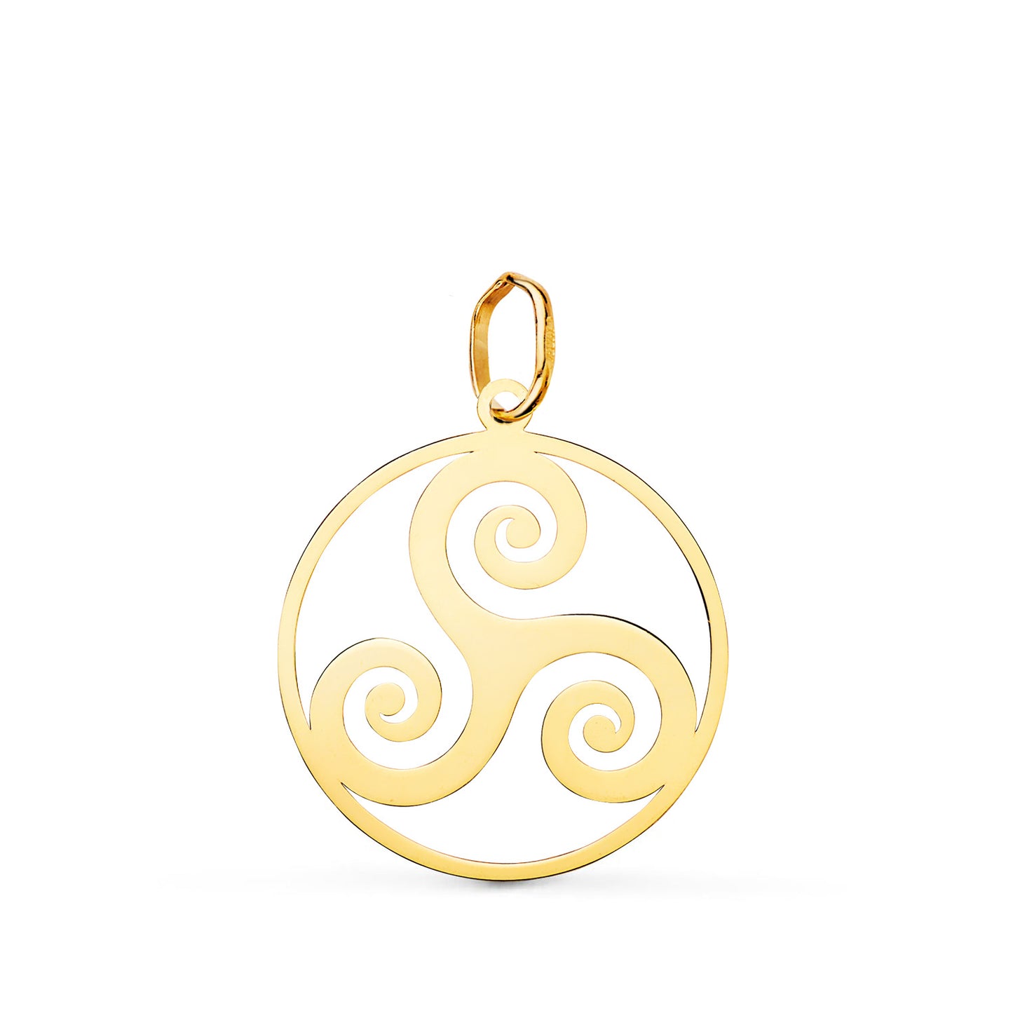 Colgante Amuleto Redondo Trisquel en Brillo 20 mm de oro amarillo 18K