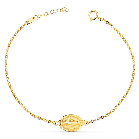 Pulsera con Medalla Milagrosa 13 x 10 mm. Largo: 17 2 cm de oro amarillo 18K