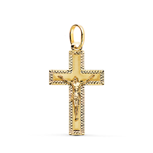 Cruz con Cristo Tallada 27 x 16 mm de oro amarillo 18K