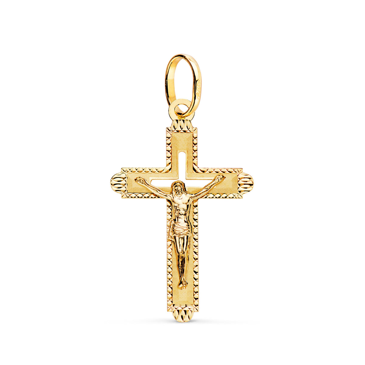 Cruz con Cristo Tallada 27 x 17 mm de oro amarillo 18K