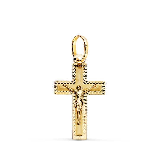 Cruz con Cristo Tallada 23 x 13 mm de oro amarillo 18K