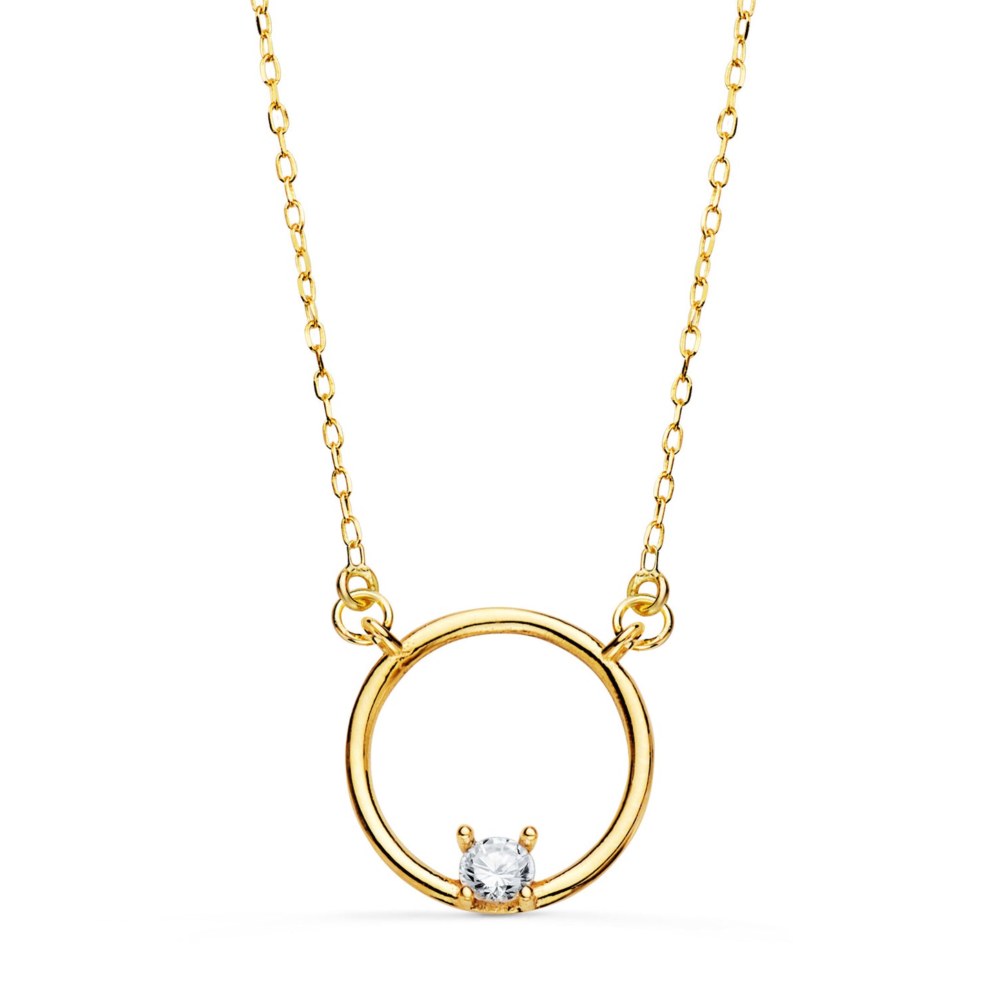 18K GARGANTILLA ORO AMARILLO MOTIVO REDONDO CON CIRCONITA. ANCHO: 12MM CADENA: 40 2 CM