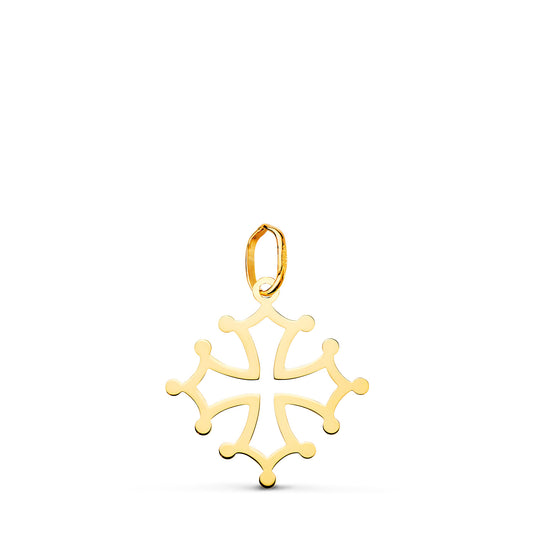 18K CRUZ DE OCCITANIA ORO AMARILLO EN BRILLO. 17 X 16 MM