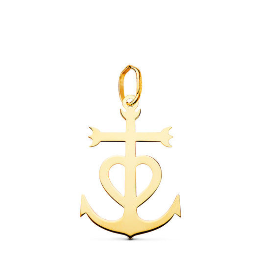 18K CRUZ DE LA CAMARGA ORO AMARILLO EN BRILLO. 22 X 15 MM