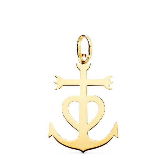 18K CRUZ DE LA CAMARGA ORO AMARILLO EN BRILLO. 27 X 19 MM