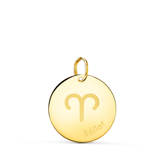 Horoscopo Aries en Frances Brillo 16 mm de oro amarillo 18K