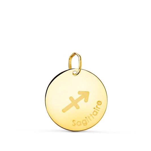 Horoscopo Sagitario en Frances Brillo 16 mm de oro amarillo 18K