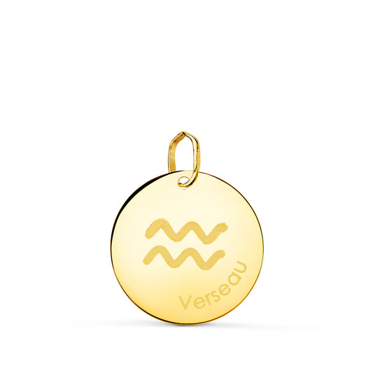 Horoscopo Acuario en Frances Brillo 16 mm de oro amarillo 18K