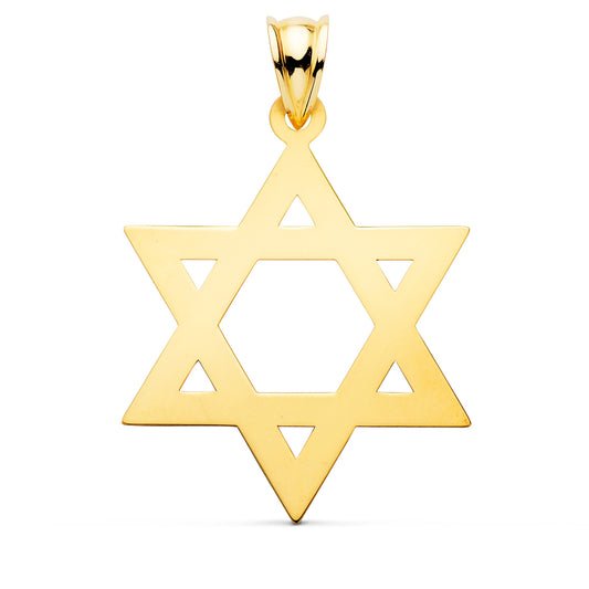 Colgante Estrella de David Brillo 33 x 26 mm de oro amarillo 18K