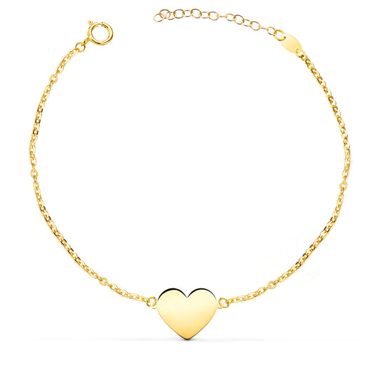 18K PULSERA ORO AMARILLO CORAZON EN BRILLO 12X10 MM. LARGO: 18 2 CM C. AMOR