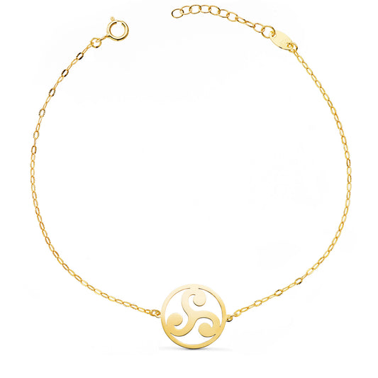 Pulsera Trisquel 14 mm Cadena Tallada. Largo: 18 3 cm de oro amarillo 18K