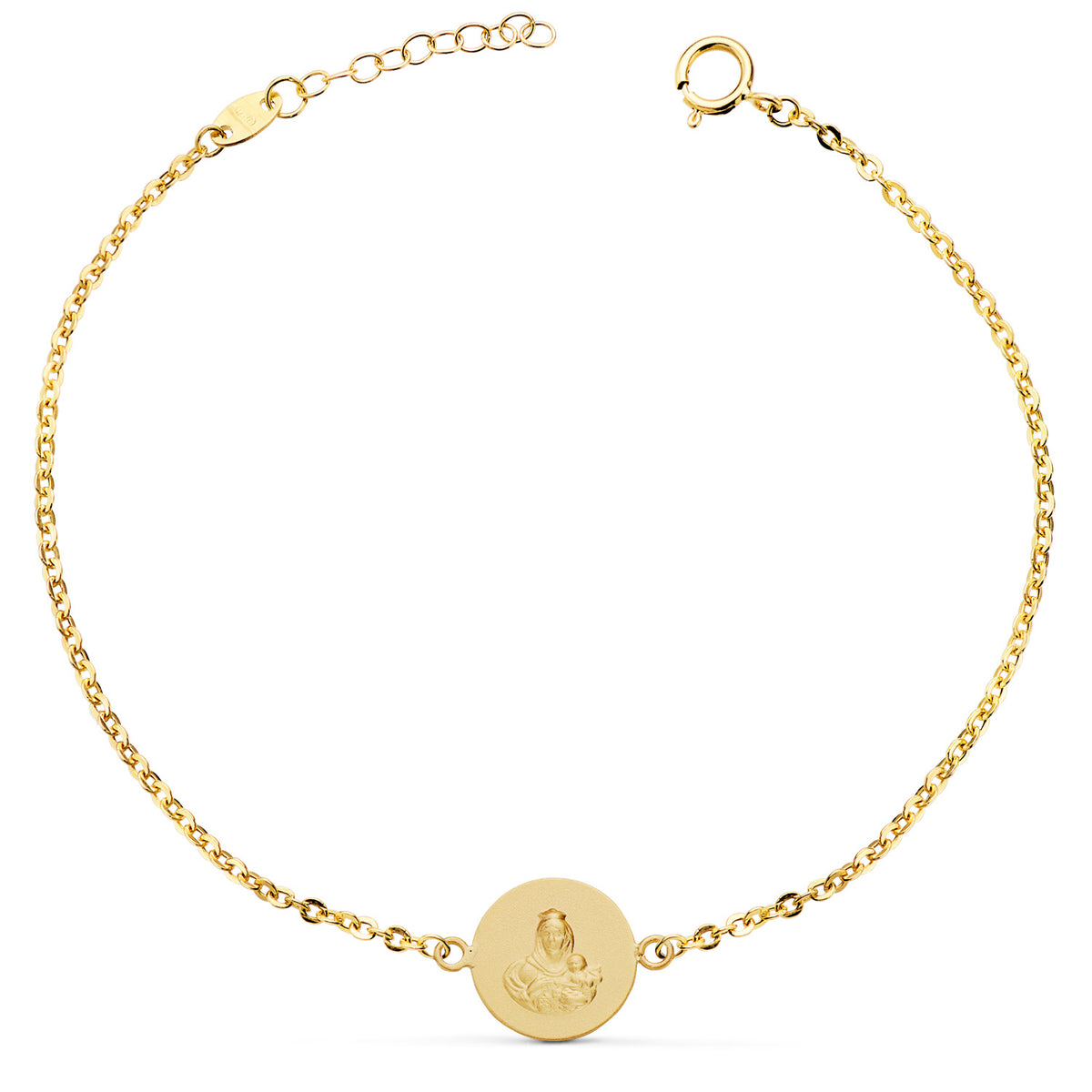 Pulsera Escapulario 12 mm. Largo: 18 2 cm de oro amarillo 18K