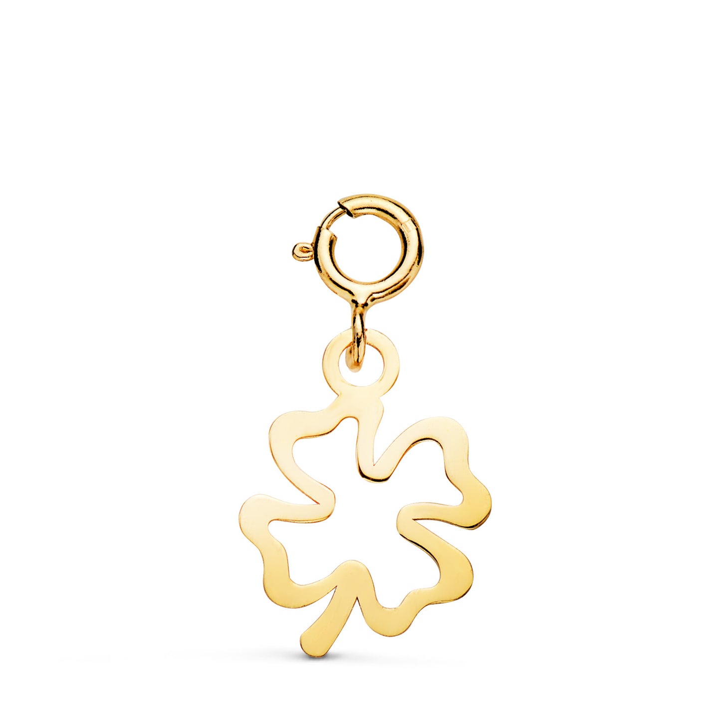 18K COLGANTE ORO AMARILLO TREBOL 13 X 10 MM CON REASA DE 4.5 MM