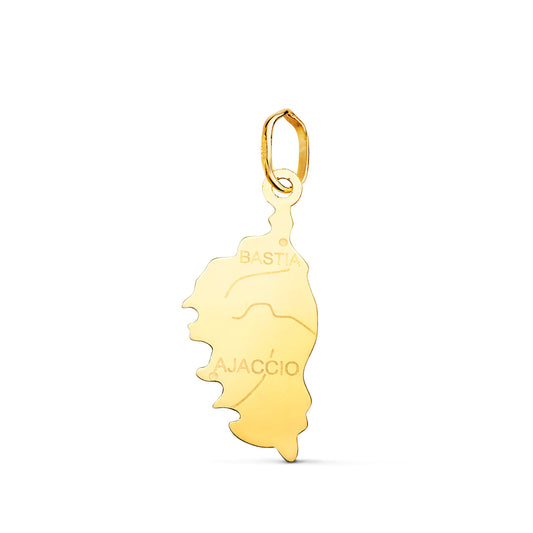 Colgante Isla de Corcega en Brillo. 22,5 x 10 mm de oro amarillo 18K
