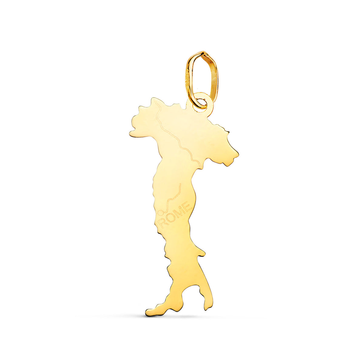 Colgante Italia en Brillo. 25 x 12 mm de oro amarillo 18K