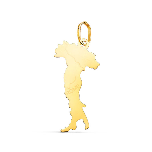 Colgante Italia en Brillo. 25 x 12 mm de oro amarillo 18K